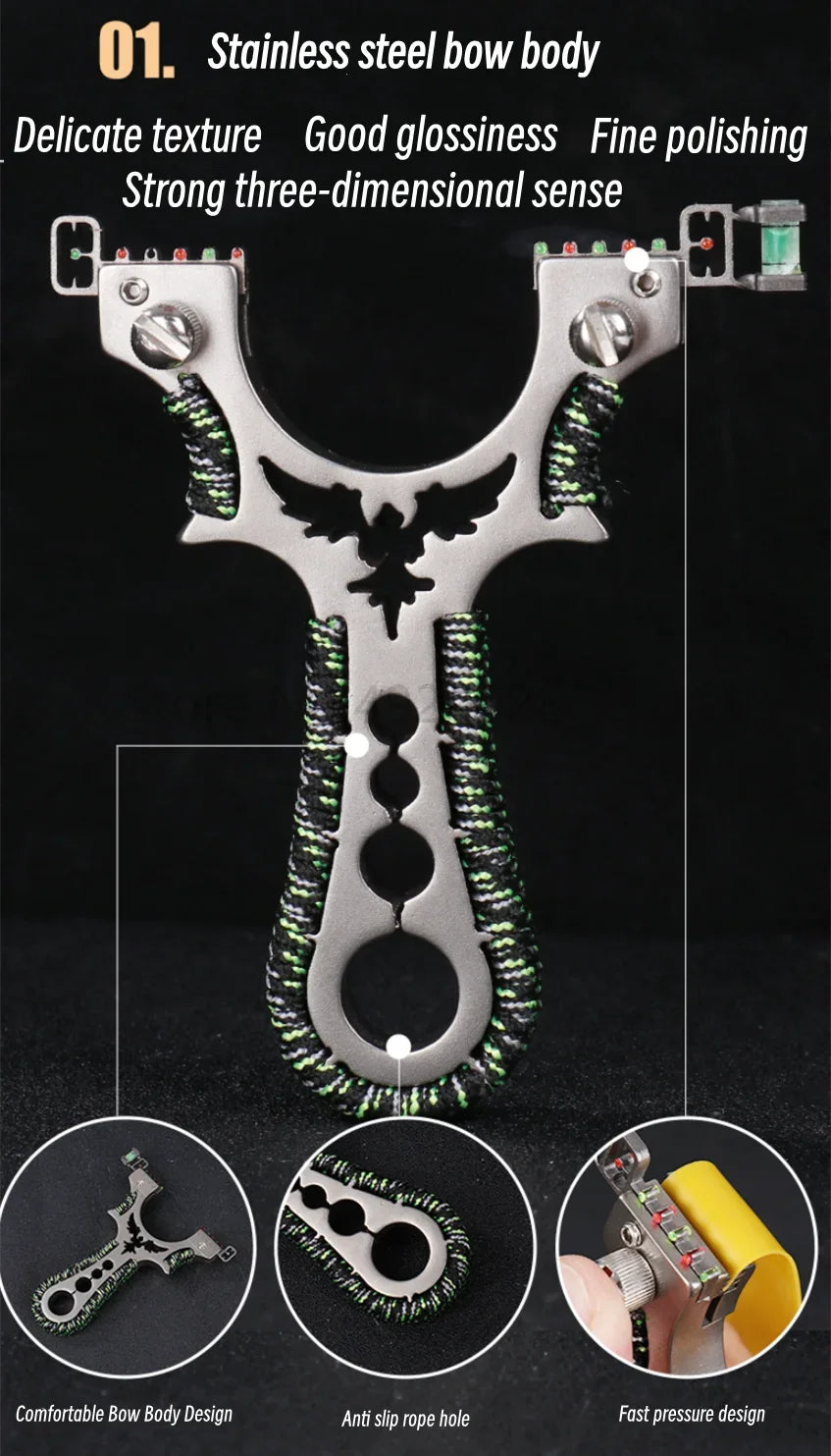 Red Laser Shooting Stainless Steel Slingshot With Flat Rubber Band Catapult Outdoor Sports Hunting Slingshot Accessories