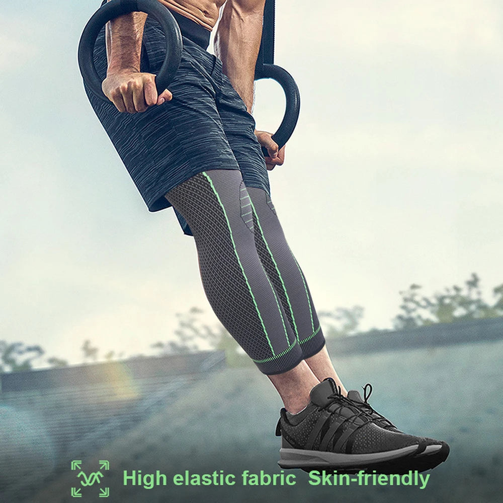 1/2Pcs Full Leg Compression Sleeve with Compression Strap for Women Men Long Leg Sleeve for Running Basketball Football Cycling