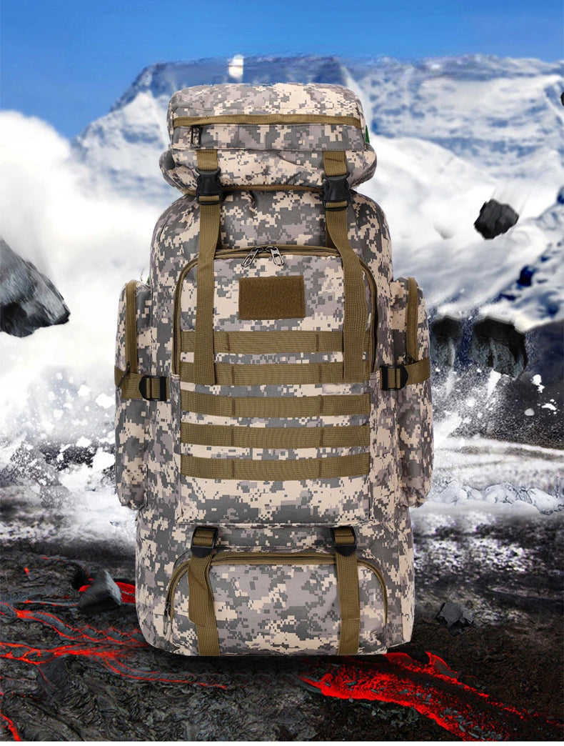 Men's 80L Large Hiking Mountaineering Backpack Climbing Hiking Backpack Camping Backpack Sport Outdoor Rucksack Bag