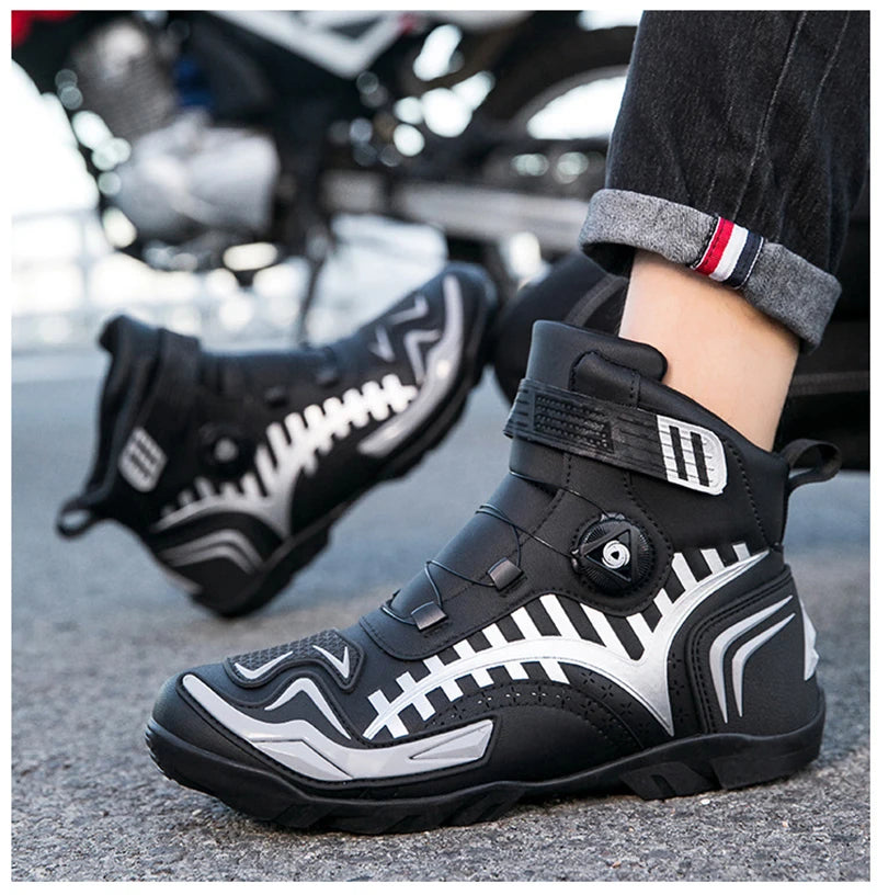 Man Motorcycle Boots Breathable Anti Slip Men's Motorbike Shoes Road Racing Riding Motocross Boot High Quality Men Motos Shoes