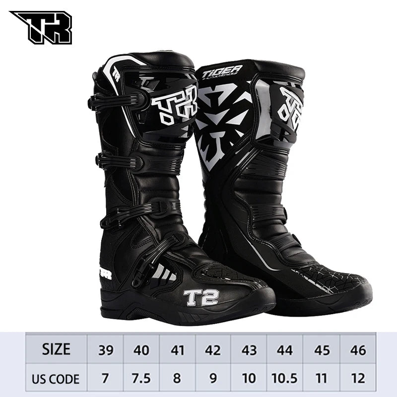 Men's Motorcycle Boots Waterproof Racing Boots Anti Fall Women Motocross Equipment Wear-resistant Rally Shoes Safety Riding