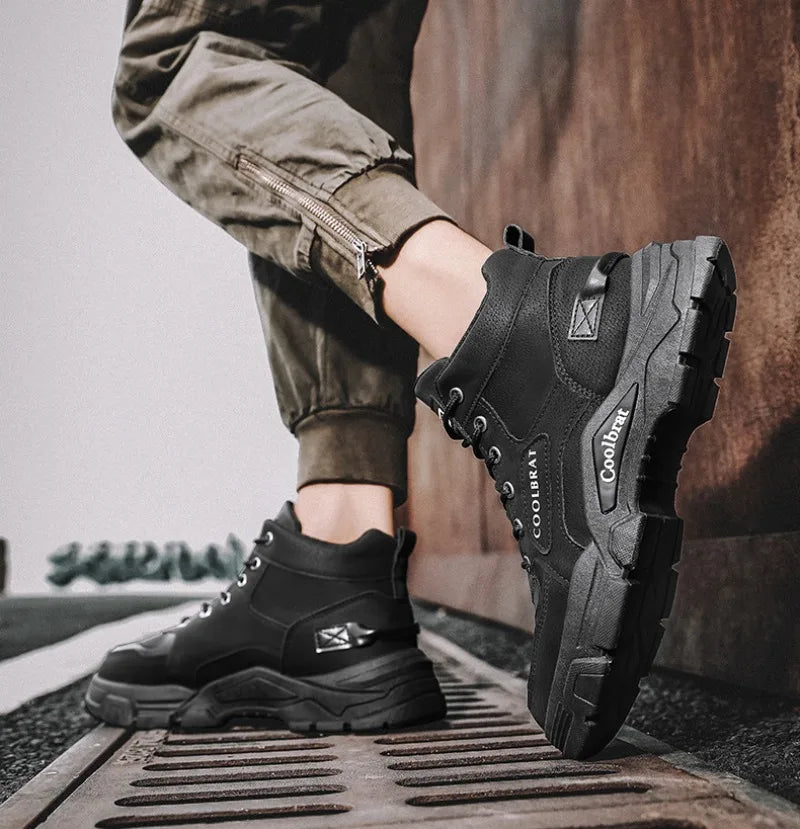 2024 Men's Boots Casual Shoes Winter Leather Designer Luxury Ankle Boots Platform Work Safety Shoe Sports Shoes Men's Boot Botas