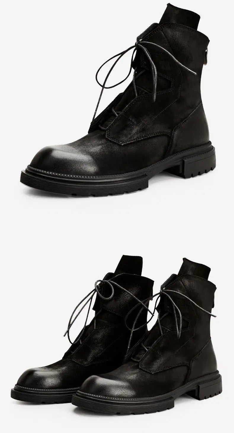 Motorcycle Riding Boots Genuine Leather British Leather Boots High Top Shoes Handmade Retro Men Leather Work Boot