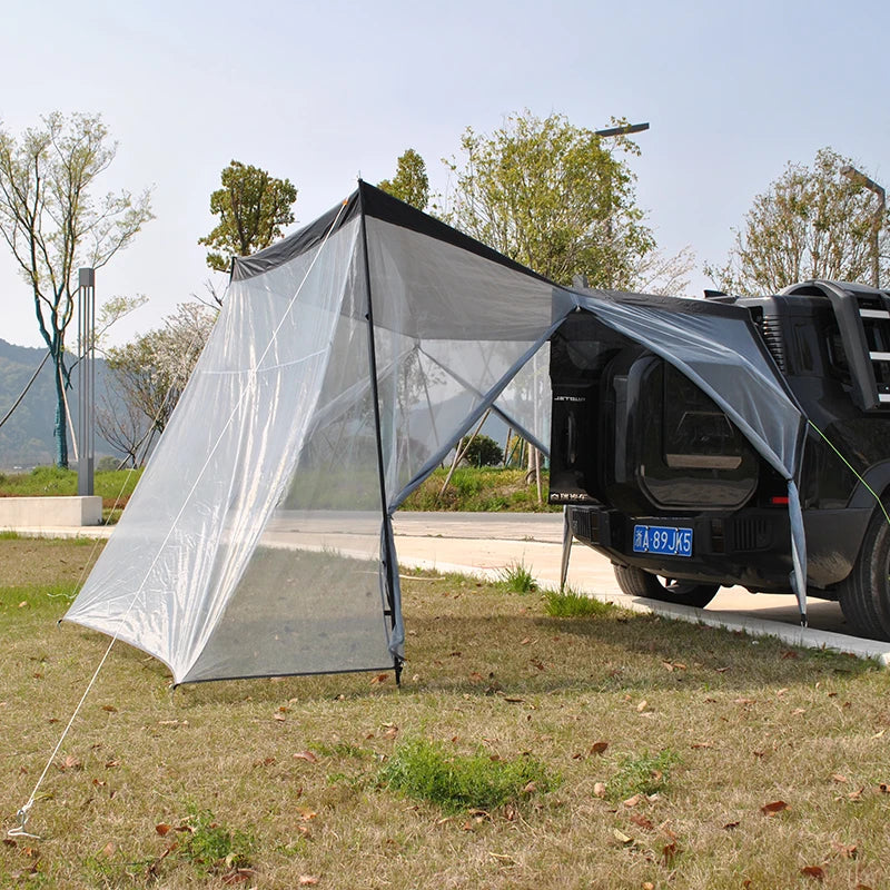 SUV Rear Tent with Mosquito Net – 4-Person Sun Shelter & Quick-Setup Car Canopy for Family Camping, Outdoor Adventures