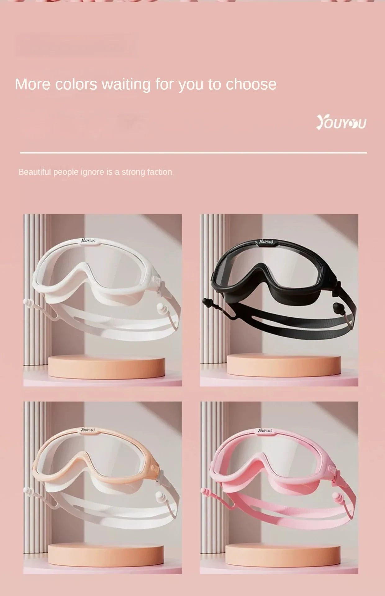 HD Anti-fog Swimming Goggles with Earplugs Adult Men Women  Leak Proof Adjustable high-quality Silicone Swim Protection Eyewear