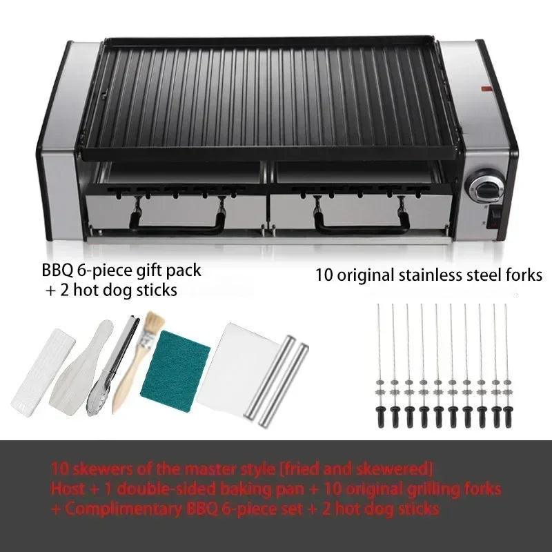 SYK-10 Electric Griddle BBQ Grill smokeless electric oven BBQ electric grill barbecue grill Automatic Rotary Kebab Machine
