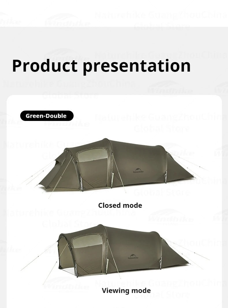 Naturehike Opalus UL Tent Lightweight Outdoor Hiking Camping Glamping Large Space Tunnel Tent for 2-3 Person 4 Season Travel