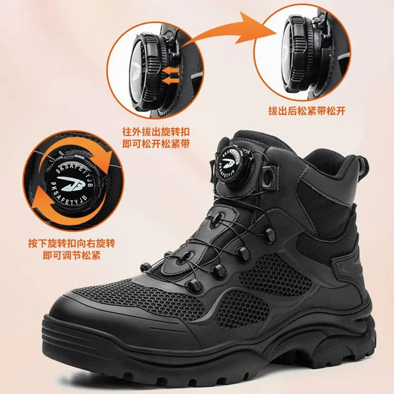 Top Grade Rotary Buckle Men Work Safety Boots Work Sneakers Safety Shoes Men Indestructible Work Boots Anti smashing