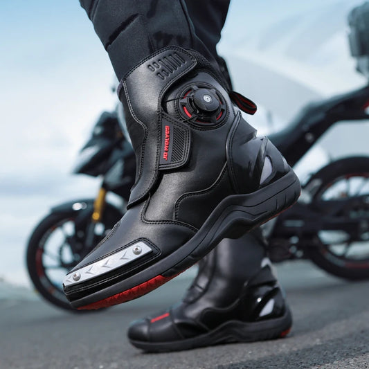 Men Motorcycle Boots Outdoor Waterproof Motocross Riding Boot Anti-Slip Motos Shoes High Quality Men's Motorcycle Shoes JC666