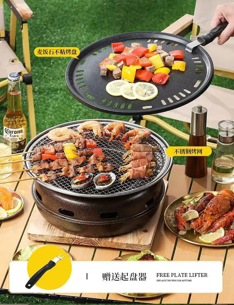 Portable Charcoal Grill Set for Outdoor BBQ Korean Style Smokeless Cooking Tea Stove Family Use