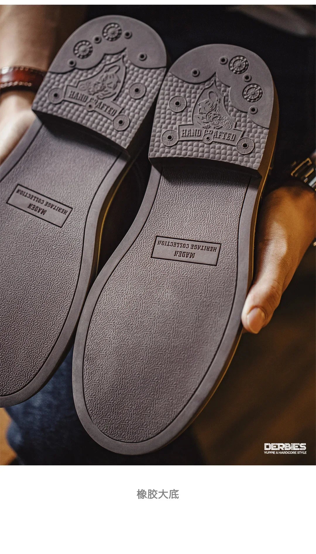 New Maden Men's Low-top Work Boots Round-toed Crazy Horse Leather Craft Shoes Casual Leather Shoes Vintage Streetwear Boots