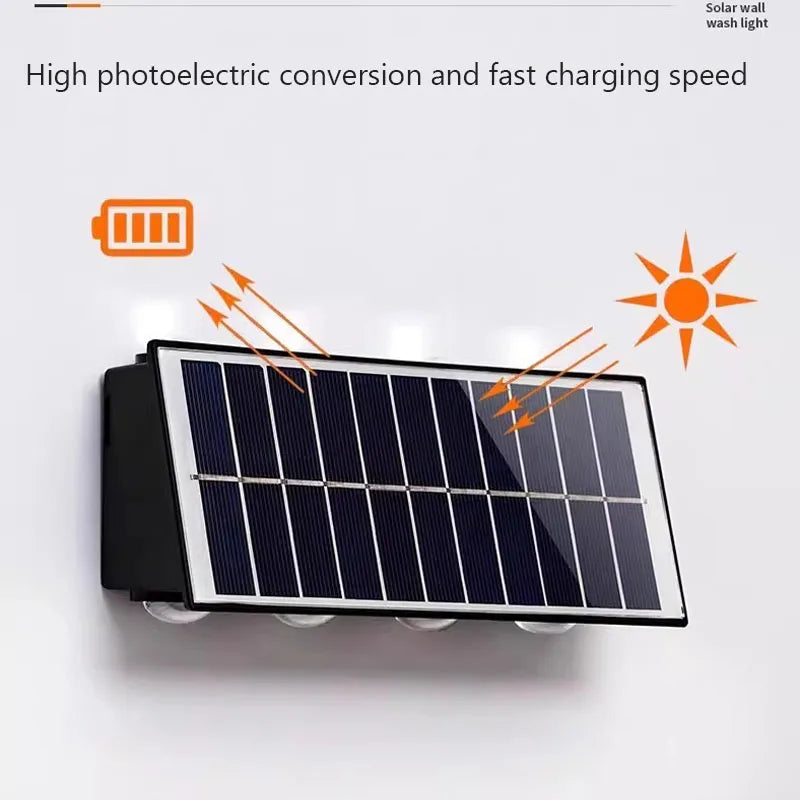 Outdoor Floodlight 4/6/8LED Solar Wall Lamp Upper And Lower Lighting Solar Powered Waterproof Streetlight for Balcony Courtyard