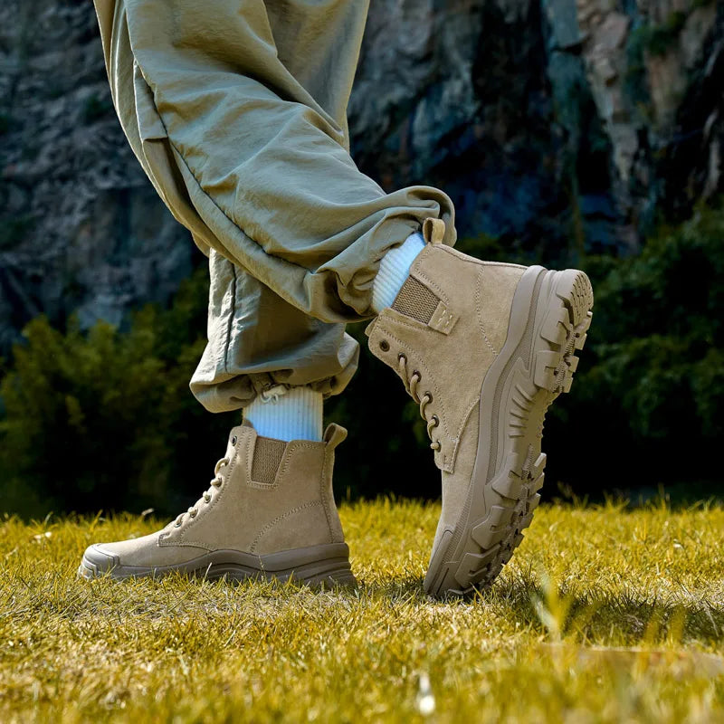 Non-slip Man Ankle Botas Non-Slip Outdoor Motorcycle Boots Versatile Leisure Snow Boots Street Style Mens Leather High Top Shoes