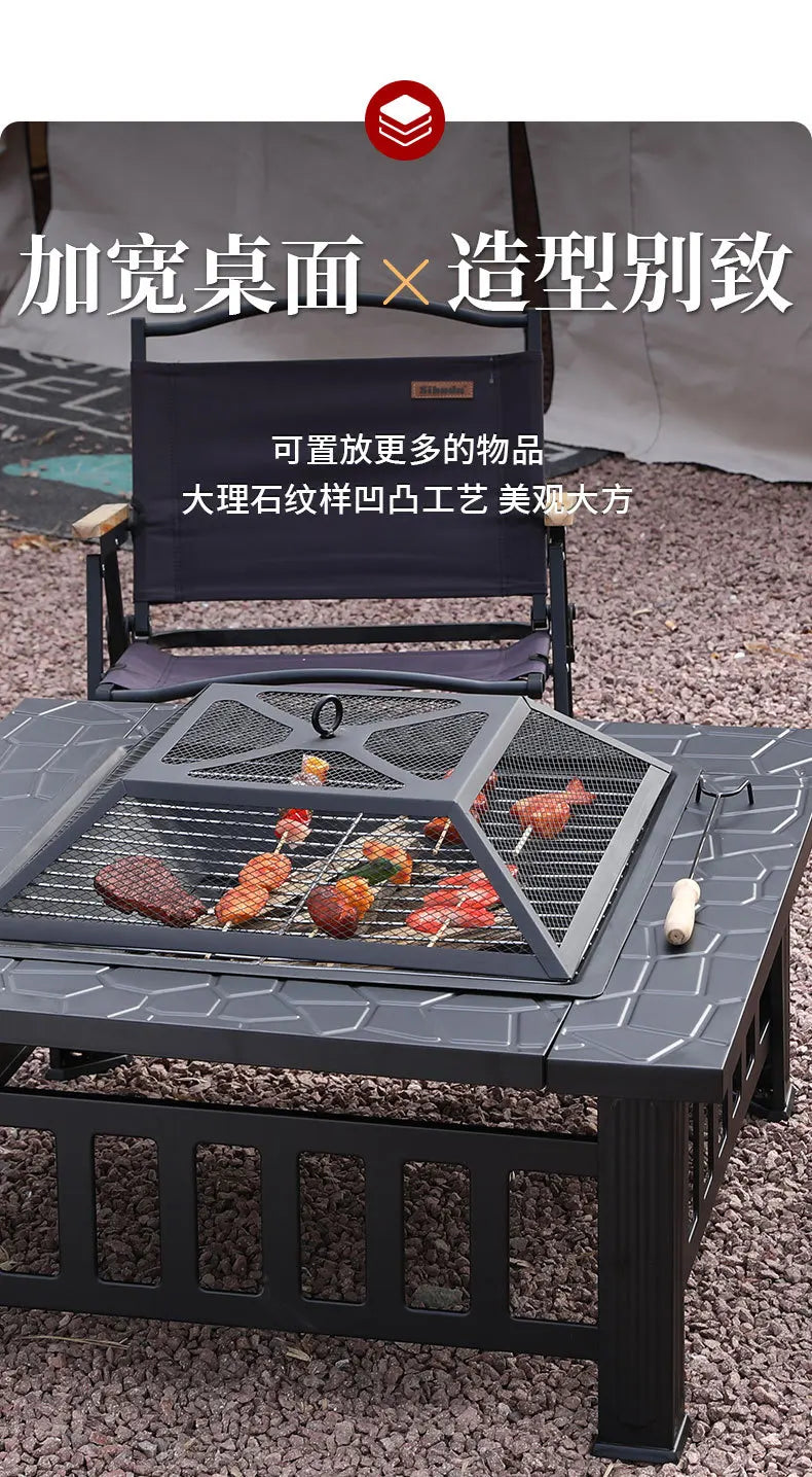 BBQ Grill Table Outdoor Garden Furniture Charcoal Heating Grill Patio Furniture Brazier
