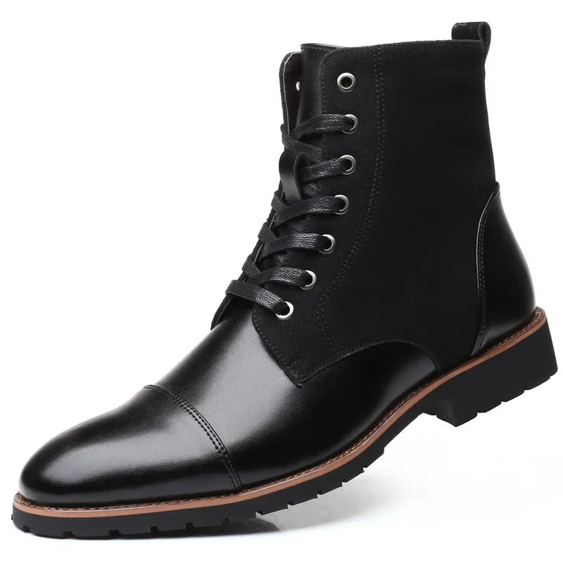 2024 Autumn New Casual Fashion Trend High Top Men's Shoes Leather Boots Large Size 38-48