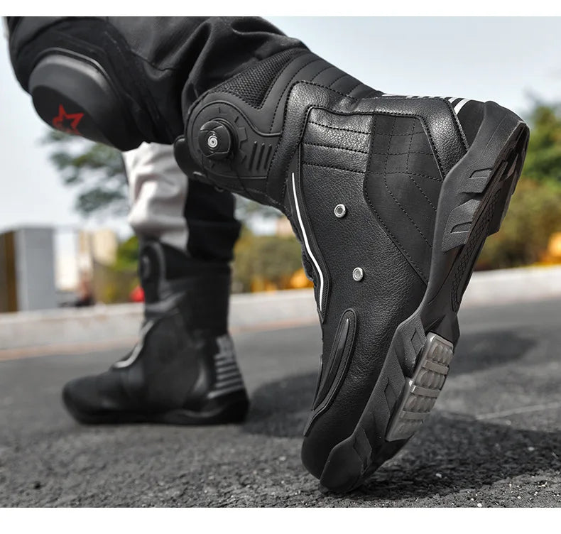 Motorcycle Men Boots Racing Shoes Riding Breathable Soft Boots Durable Off-road Motorbike Anti-kick protection Black Equipment