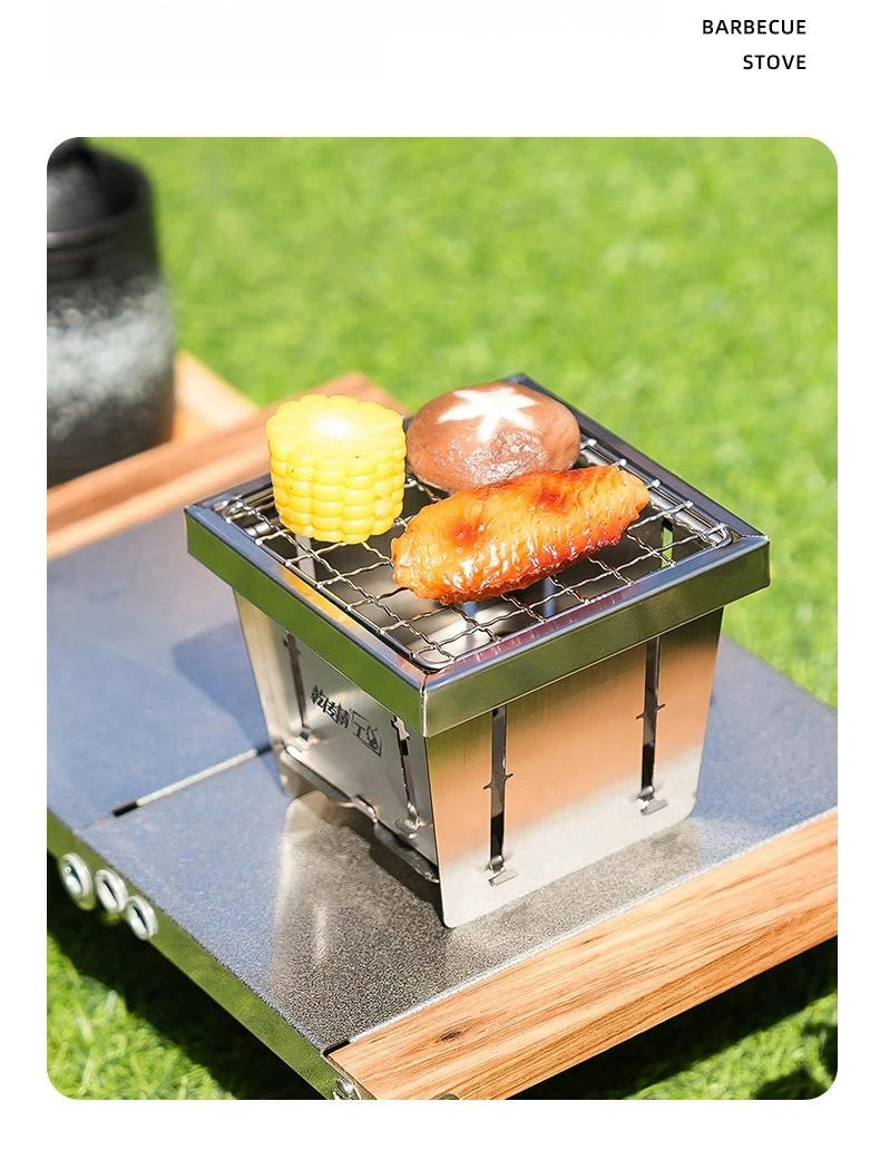 Mini Barbecue Grill Around The Stove Make Tea Outdoor Portable Folding BBQ Grill Stove Stainless Steel Furnace