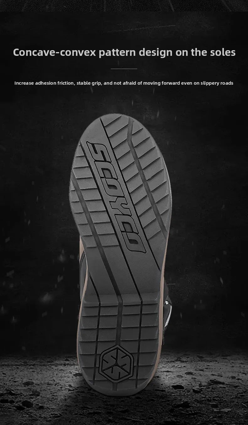 SCOYCO Motorcycle Riding Boots Motorcycle Tour Boots Waterporoof Rally Shoes Four Seasons Men Ankle TPU Protections EU 39-46