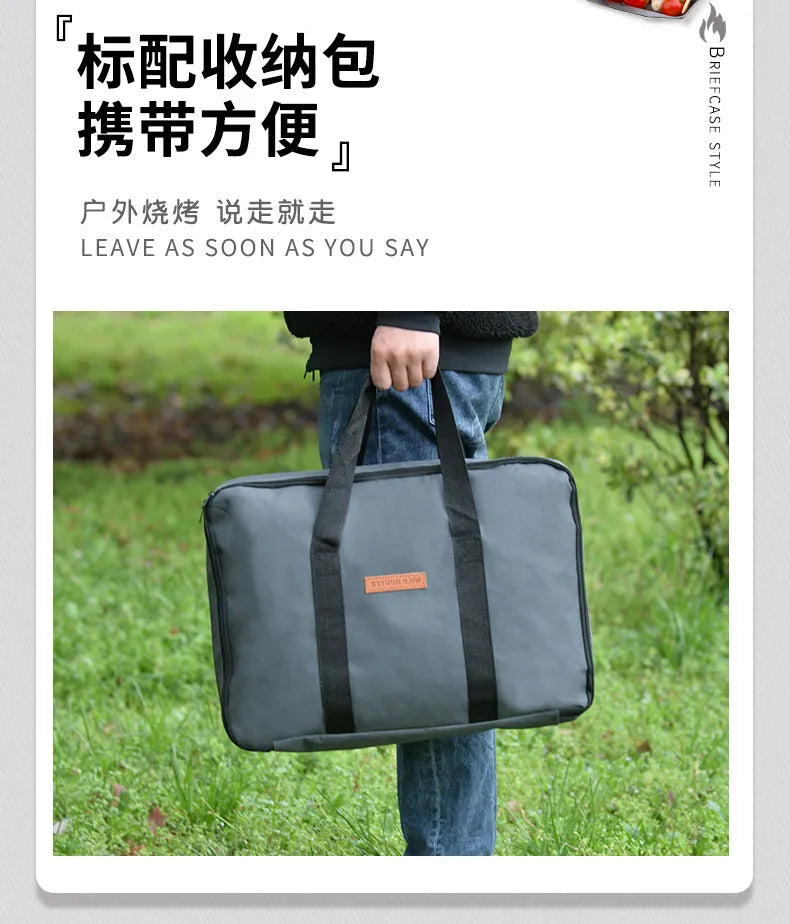 Portable Outdoor Folding BBQ Stainless Steel Charcoal Barbecue Grill for Camping and Picnics