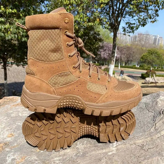 2025 Summer Mesh Breathable Outdoor Men's Ultra-light Wear-resistant High-top Zipper Anti-puncture Desert Mountaineering Boots