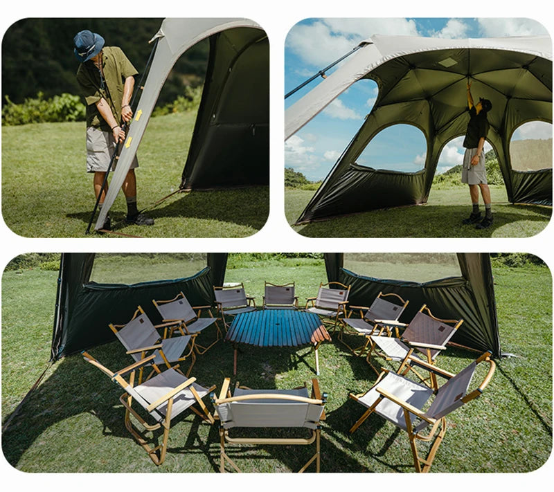 Naturehike Hexagonal Awning Tent Quick Opening Canopy Sunscreen Canopy PU5000 Sunshade Tent Outdoor Camping Travel Tarp Chimney
