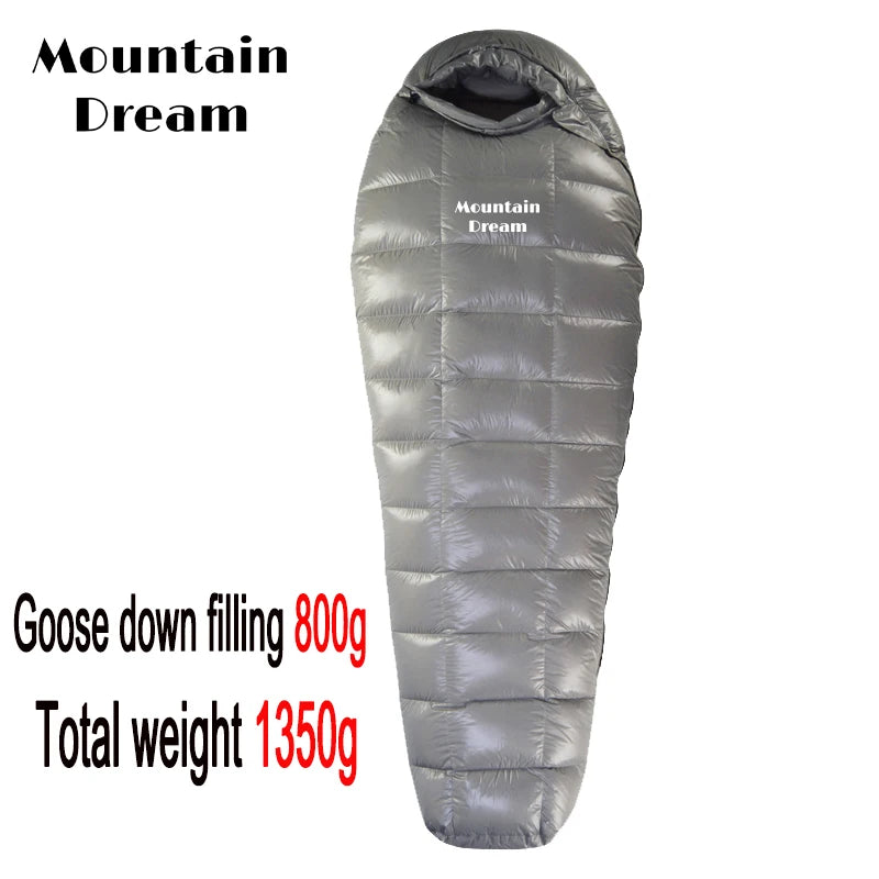 Mummy Checkered Sleeping Bag Very Warm White Goose Down Filling Suitable for Adults Winter Warm Camping Travel Hiking