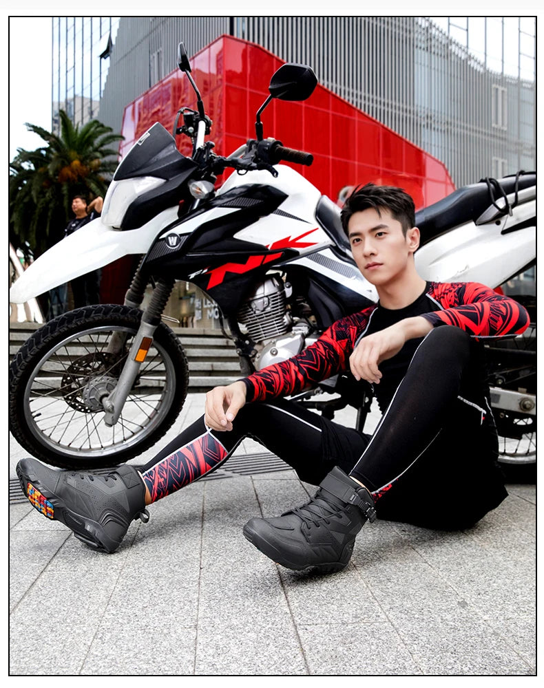 Men Motorcycle Boots New High Quality TPU Protection Men's Motorcycle Shoes Non-slip Breathable Motorbike Riding Boot
