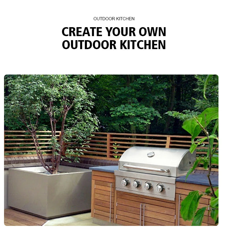 Factory Supply Outdoor Kitchen Professional Stainless Steel 4 Burner Built-in BBQ Gas Grill