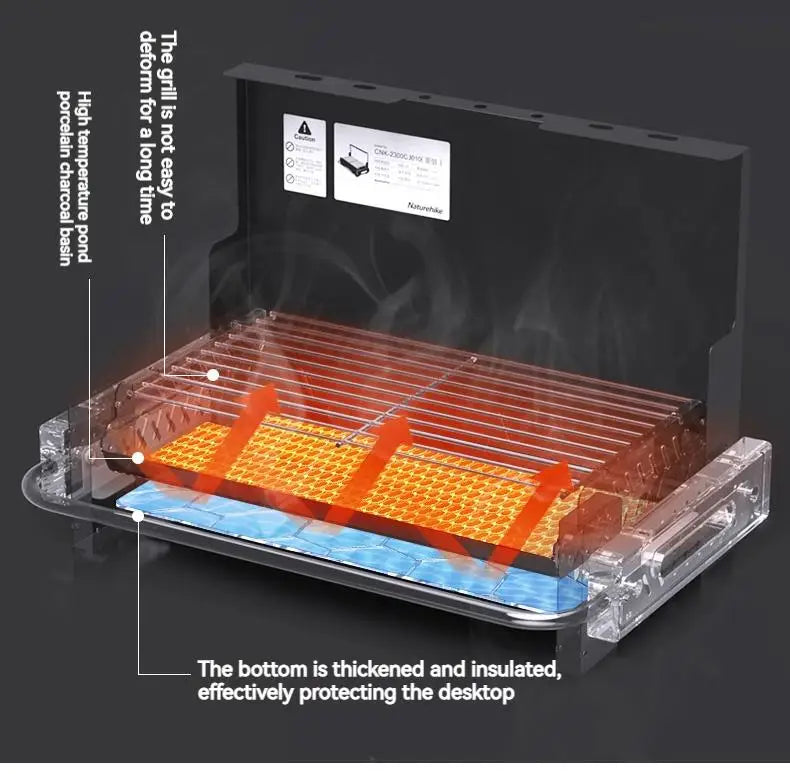 Naturehike Outdoor Portable Folding BBQ Grill Camping Enamel Charcoal Stove Ultralight Travel Picnic 4-8 Person Barbecue Stove