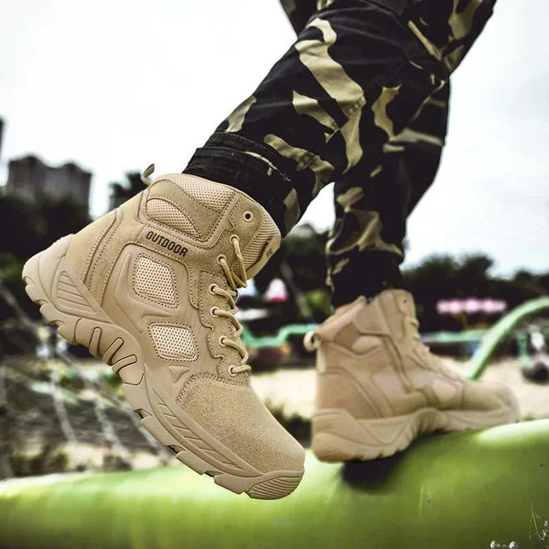 2024 New Tactical Mens Desert Combat Boots Work Safty Shoes Leather Boots Waterproof Ankle Boot Men's Hunting Shoes Size 47