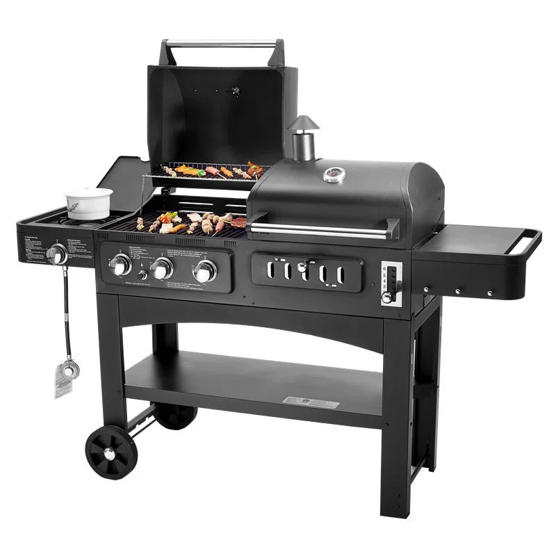Outdoor Barbecue grill Charcoal Gas Comb BBQ Grill American family party  Machine courtyard gas and carbon dual-use bbq