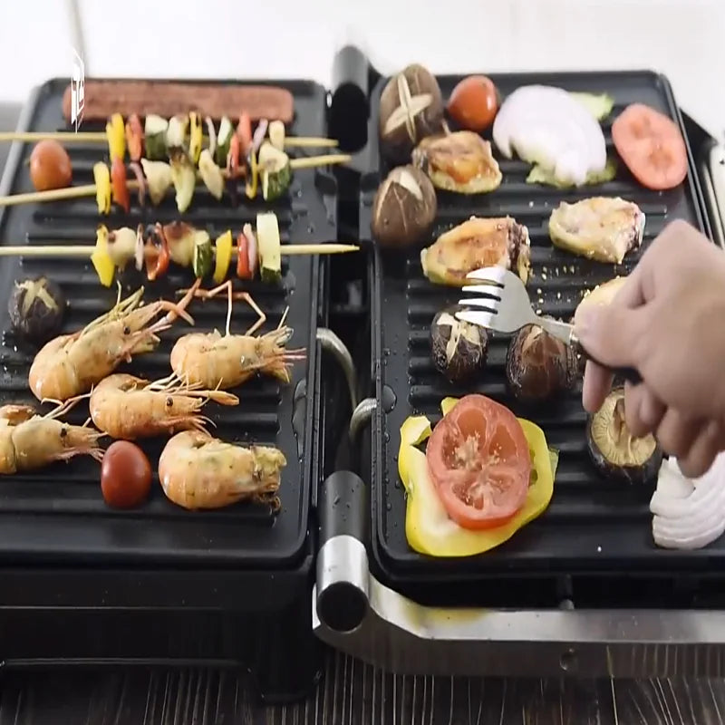 220V UK Multifunctional Steak Maker Panini Press Sandwich Grill Commercial Breakfast Burger Machine for Home Use EL