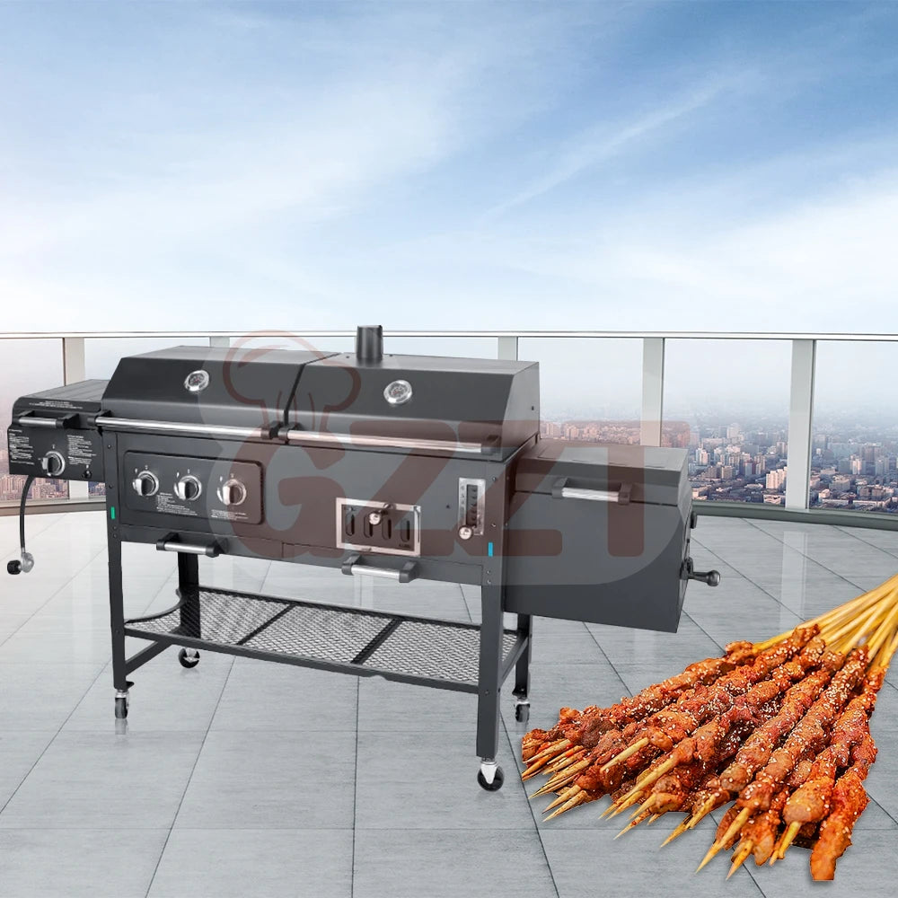 IT-4518S Gas Charcoal Combo Combination Hybrid Gas BBQ Barbecue Grills with Infrared burner Outdoor Kitchen Cooking Equipment