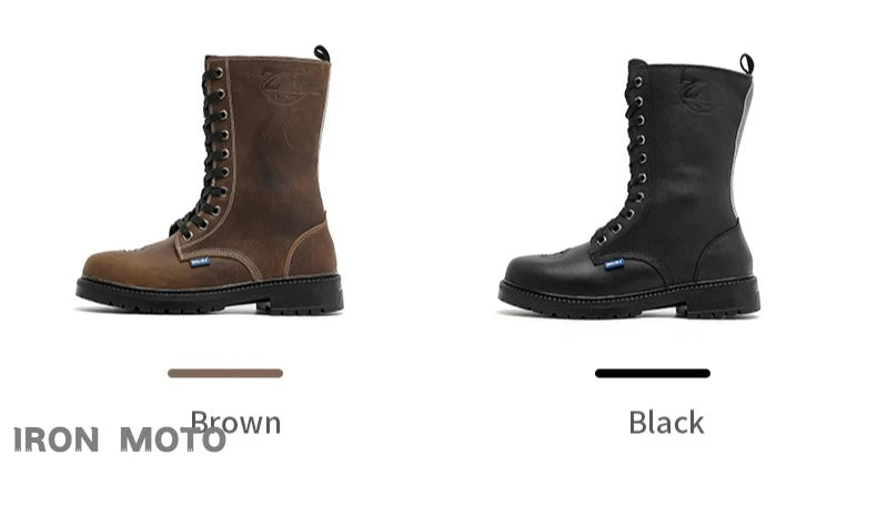 Winter Motorcycle Shoes Men Cruiser Boots Motocross Boots Motorbike Tall Boots Portland Shoes for Worker Adventure Black Leather