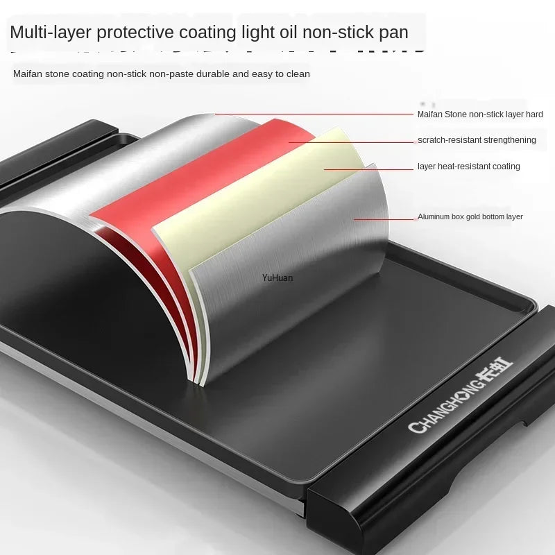 220V Large Electric Grill Barbecue Household Smokeless Electric Grill Pan Non-stick Grill Pan Grilled Fish Electric abc