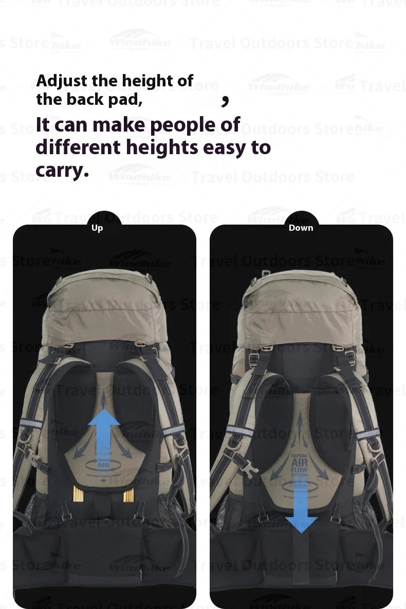 Naturehike 70+5L Backpack Professional Outdoor Climbing Hiking Travel Big Capacity Mountaineering Camping Support System Bag