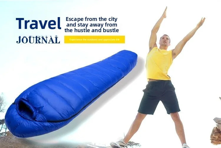 customer special shot, outdoor adult light mummy down sleeping bag, cold-proof duck down sleeping bag, manufacturer wholesale