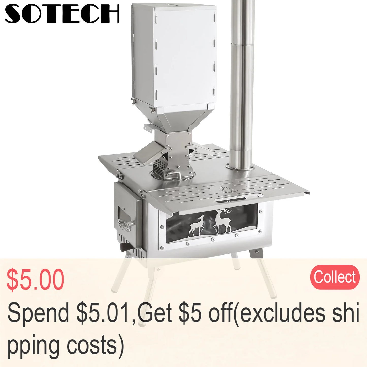 Multi-purpose Firewood Stove Stainless Steel Pellet Burner Camping Partical Heater Portable Foldable Wood Stove Outdoor Picnic