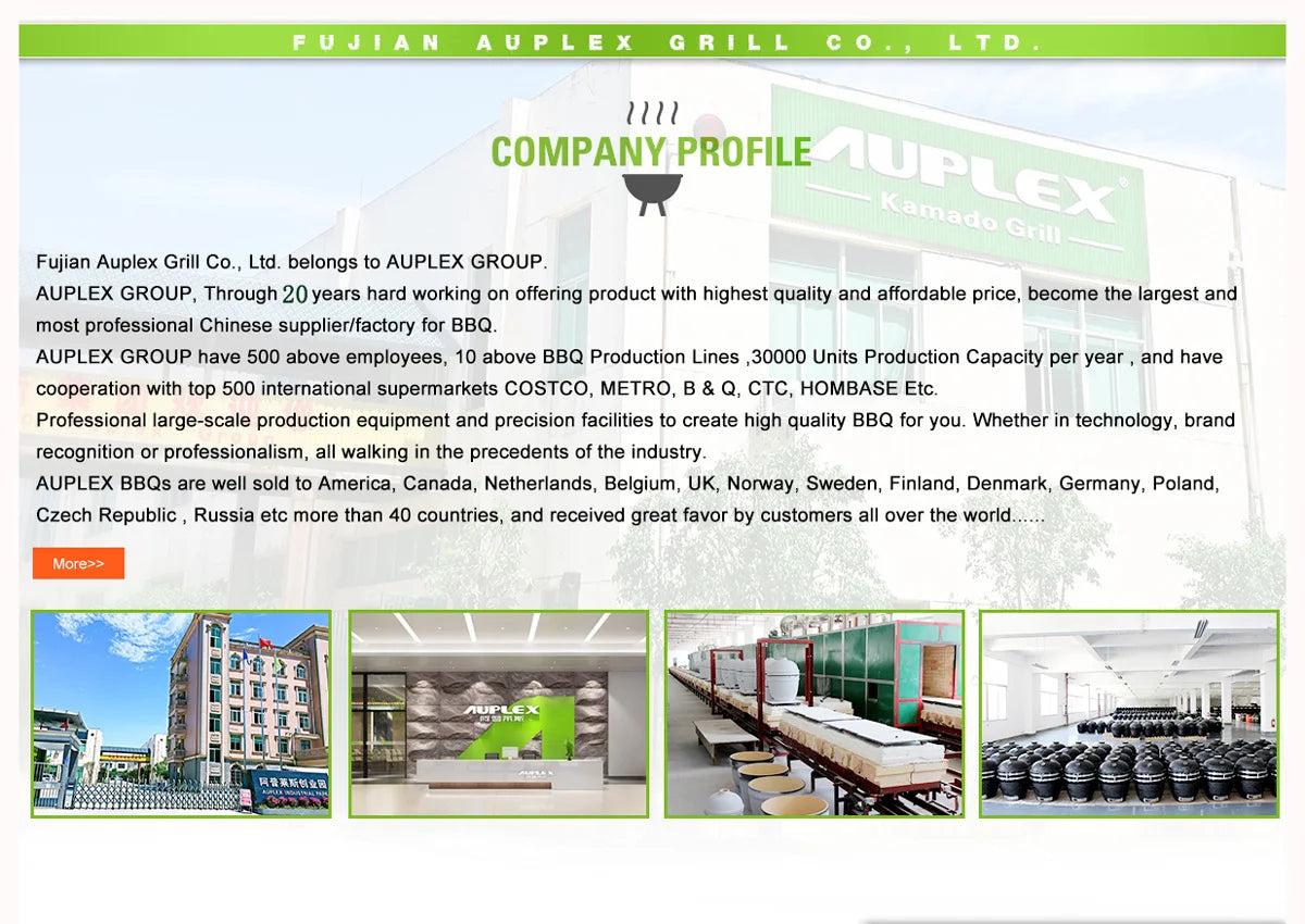 Auplex Manufacturer Hot Sale 21 Inch Kamado Outdoor BBQ Kitchen Camping Charcoal BBQ Grill