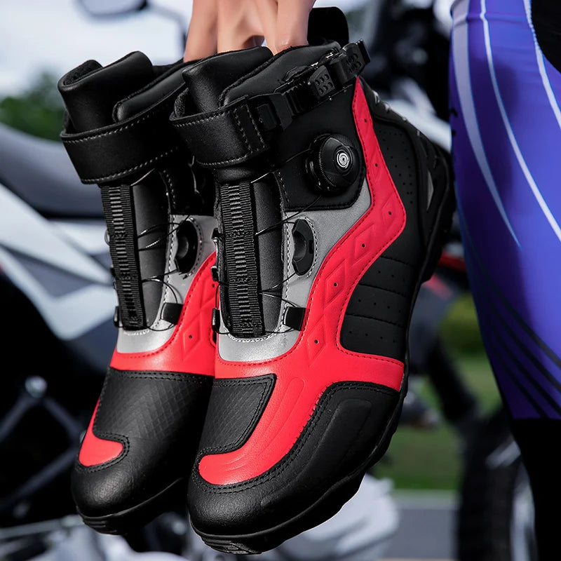 Waterproof Motorcycle Boots Man Wear-Resistant Motocross Boot Breathable Women Motorcycle Anti-Slip Motorcycle Shoes Anti-Fall
