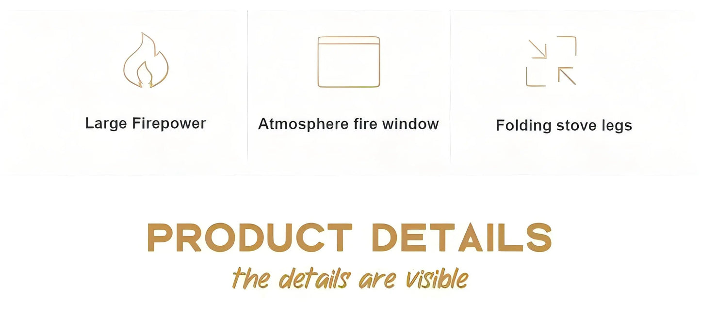 Firewood Stove Outdoor Portable Stainless Steel Burner Desktop Heater with Collapsible Legs for Camping Hiking Barbecue Travel