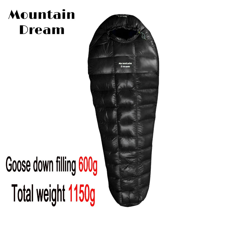 Mummy Checkered Sleeping Bag Very Warm White Goose Down Filling Suitable for Adults Winter Warm Camping Travel Hiking