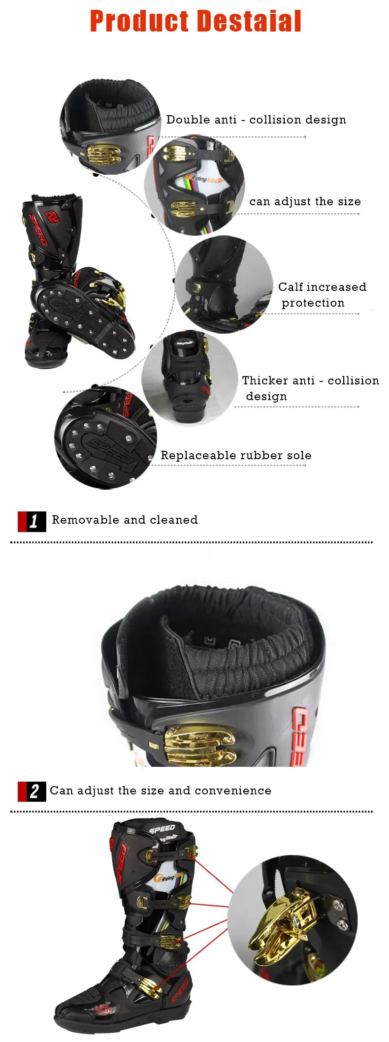 Riding Trider 100% NEW Motorcycle Boots Motocross Leather Long knee-high Shoes white black moto GP dirty bike SIZE 10-45 B1004