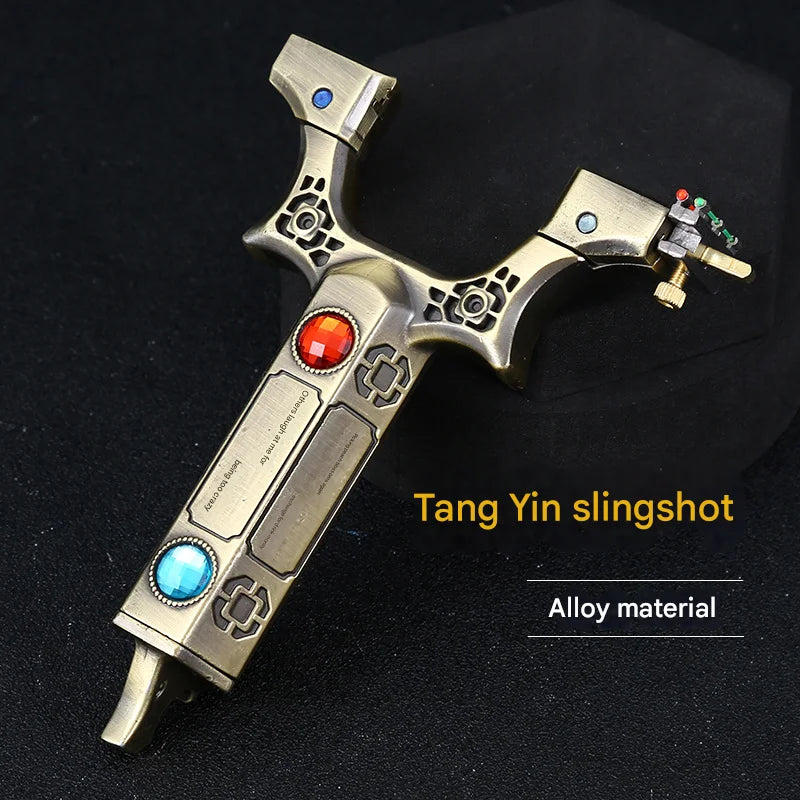 Powerful Alloy Slingshot Outdoor Hunting and Shooting Catapult High Precision Practical Quick Pressure Rubber Band Sligshot