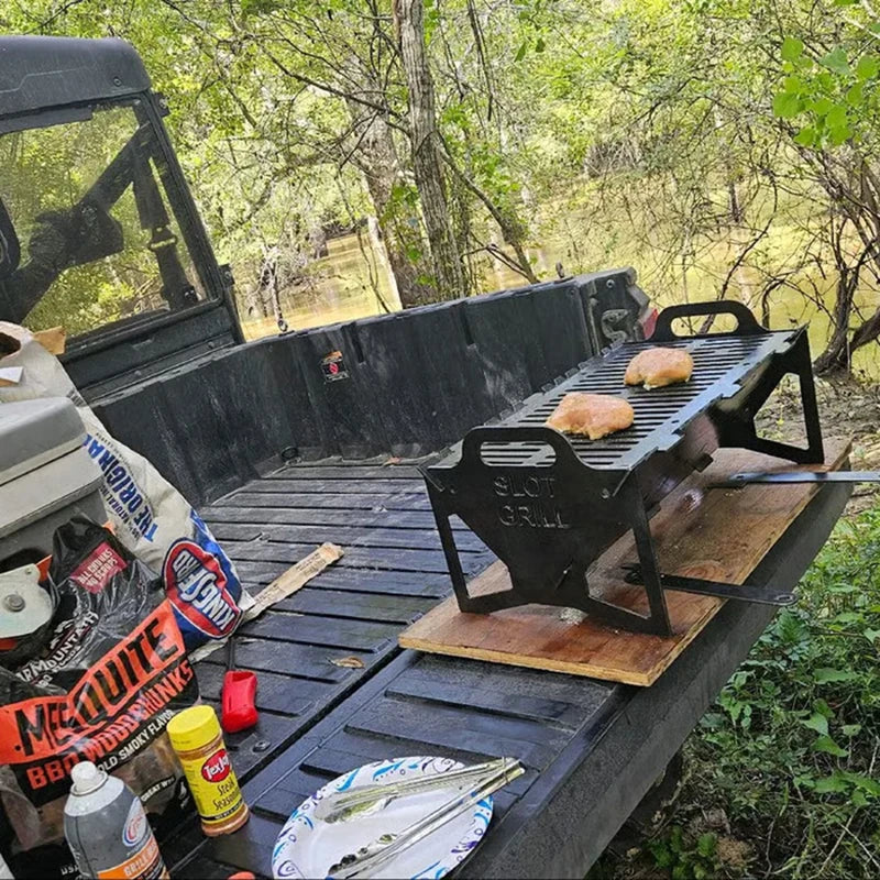 Outdoor Camping Folding Barbecue Stainless Steel Portable Charcoal Barbecue Grill Outdoor Camping Tools Durable with Handles