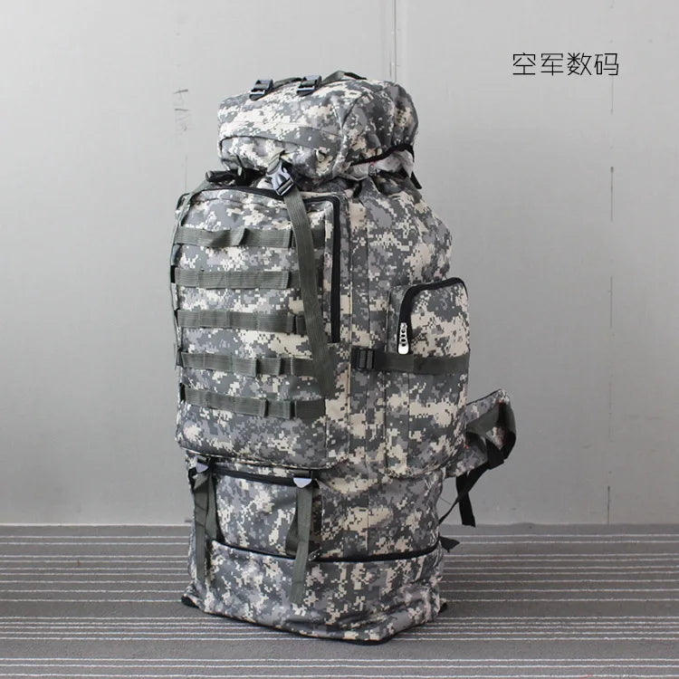 70-100L Outdoor Camping Travel Sports Backpack Military Camo Tactical Bag Large Capacity Waterproof Hiking Mountain Climbing Bag