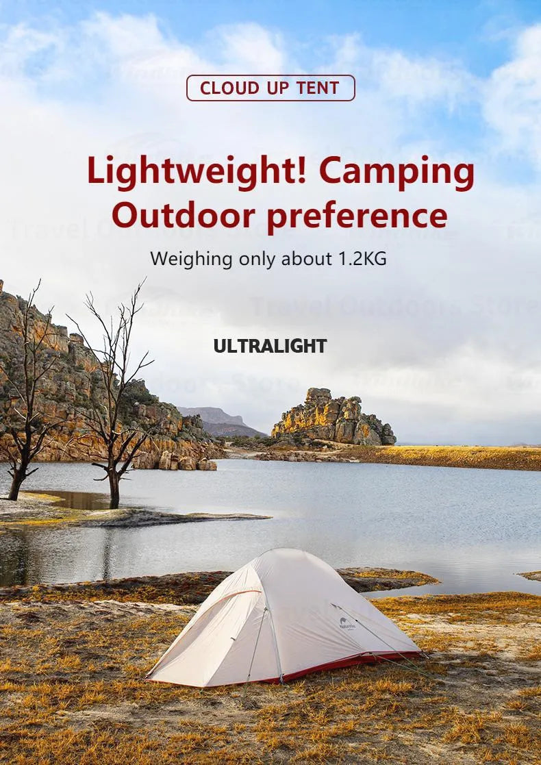 Naturehike Cloud Up 1 2 3 Tent Outdoor Camping Waterproof Tent ProfssIonal Glamping Hiking Backpacking Shelter Tent Portable