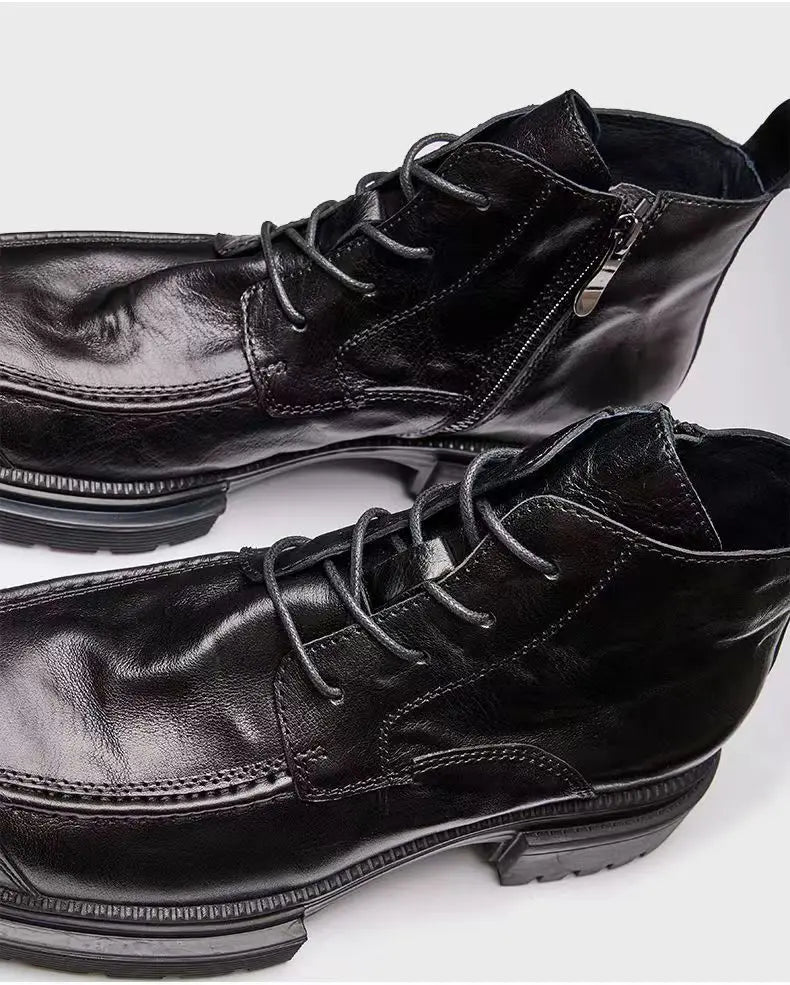 Motorcycle Riding Boots Genuine Leather British Leather Boots High Top Shoes Handmade Retro Men Leather Work Boot