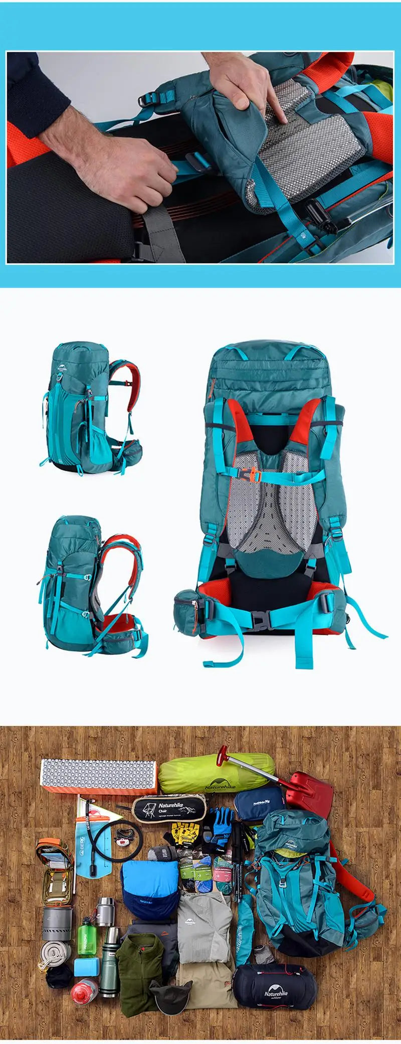 Naturehike 45L 55L 65L Hiking Backpack Outdoor Travel Climbing Camping Bag with Suspension System Waterproof Trekking Rucksack