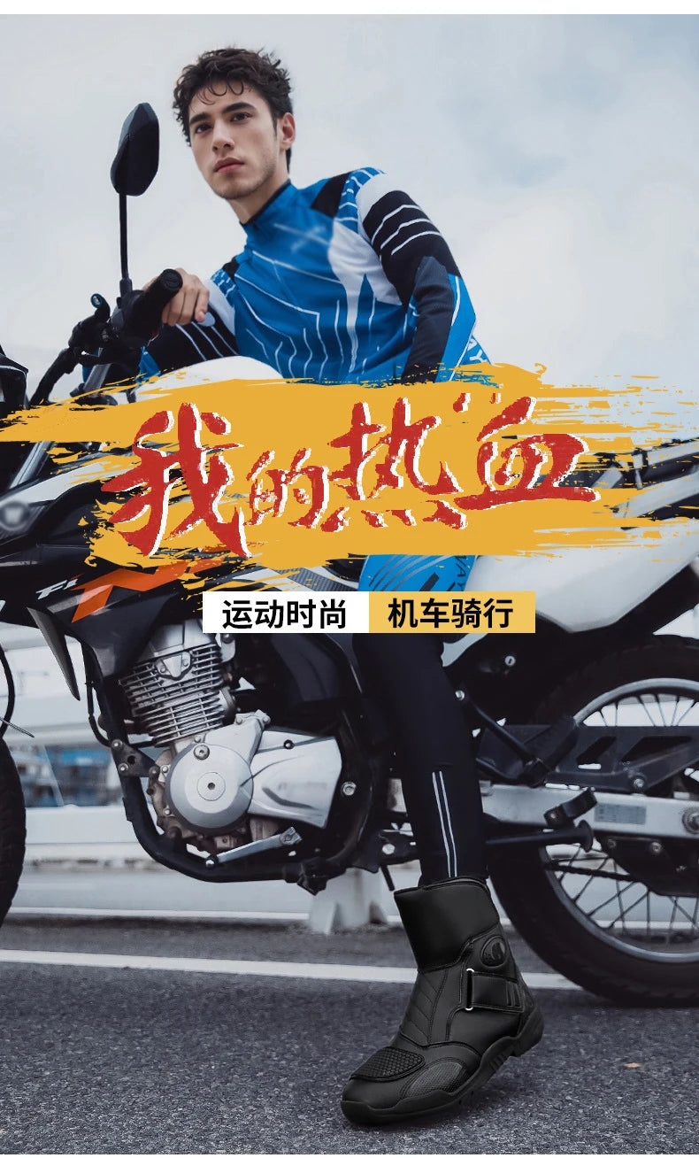 Motorcycle Boots Waterproof Leather Motorbike Protective Boots Motocross Riders Gear Men Women Moto Cycling Shoes Non-slip